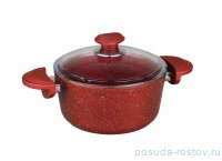 Кастрюля 18 х 10 см с крышкой антипригарное покрытие 2 л красная &quot;GRANITE SINGLES&quot; / 298356