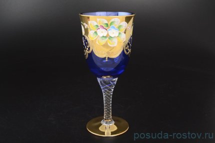 Бокалы для белого вина 150 мл 6 шт &quot;Лепка синяя&quot; крученая ножка / 045959