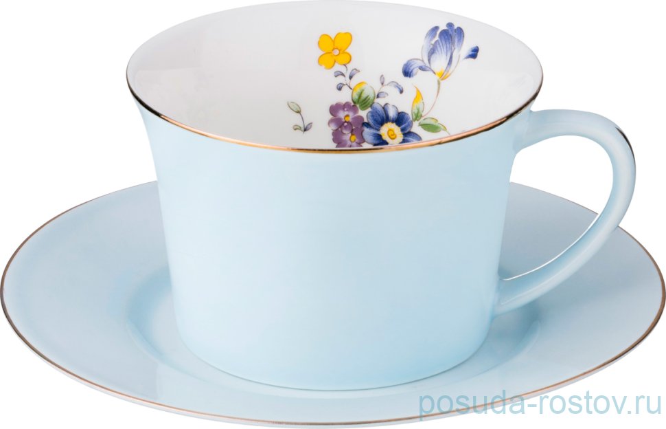 Чайная пара 260 мл 1 шт голубая "времена года" / 193795