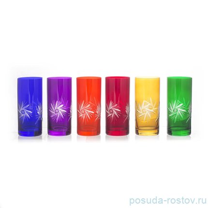 Стаканы для воды 350 мл 6 шт &quot;Резные цветные&quot; / 070751