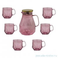 Набор для чая 7 предметов (кувшин-заварник 1,9 л + 6 кружек по 350 мл) розовый (подарочная упаковка) / 357332