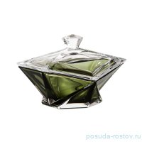 Ваза для конфет 22 см с крышкой &quot;Оригами /Оливковая&quot; / 155642