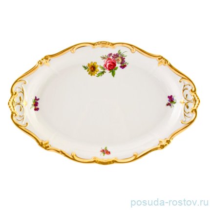 Блюдо 28 см овальное &quot;Мейсенский букет /1042&quot;  / 094345