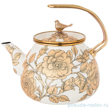Чайник 3 л эмалированный белый &quot;agness /золотые цветы&quot; / 196412