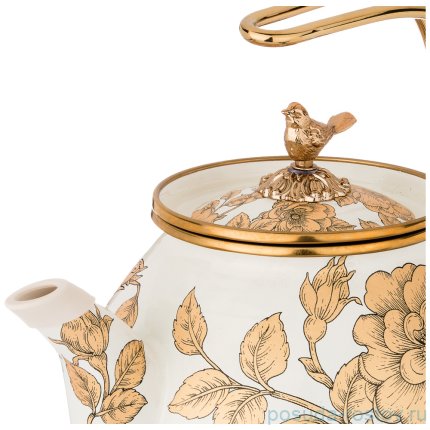 Чайник 3 л эмалированный белый &quot;agness /золотые цветы&quot; / 196412