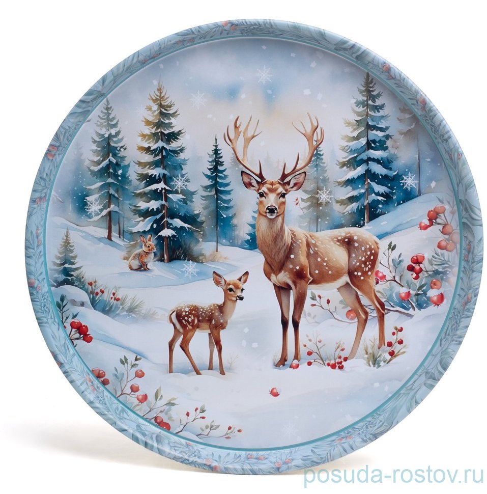 Поднос сервировочный 33 х 2,1 см "Зимняя сказка" / 379291