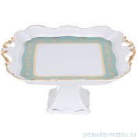 Блюдо 30 см квадратное н/н &quot;Мария-Тереза /Цветочная роспись /Бирюза&quot; / 301577