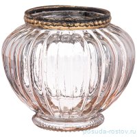 Подсвечник 9,5 х 9,5 х 8 см &quot;бухара&quot; с металлическими элементами янтарный / 272859