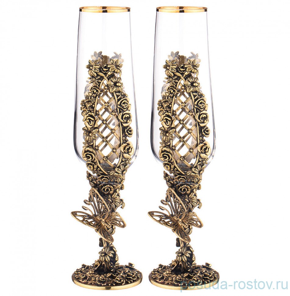 Бокалы для шампанского 180 мл 2 шт "Цветочная фантазия" / 293570