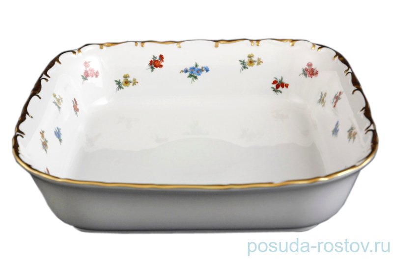 Салатник 24 см квадратный  Bohemia Porcelan Moritz Zdekauer 1810 s.r.o. "Анжелика 811 /Мелкие цветы" / 094596