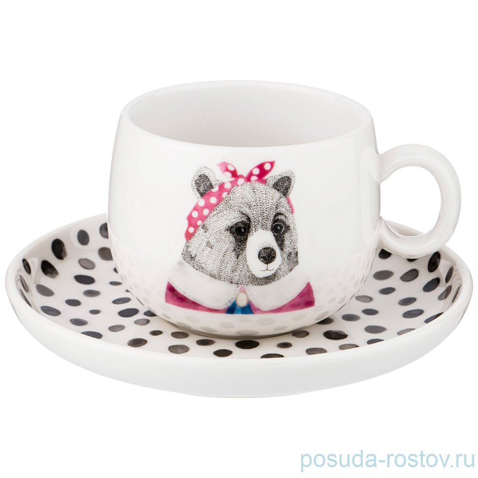 Чайная пара 260 мл 1 шт "Fashion Animals /Медведица" / 213579
