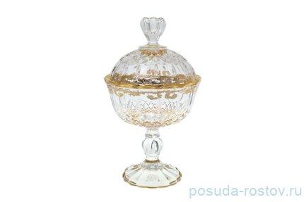 Конфетница 23 см с крышкой н/н &quot;Timon /Опера золото&quot; янтарное дно / 128280