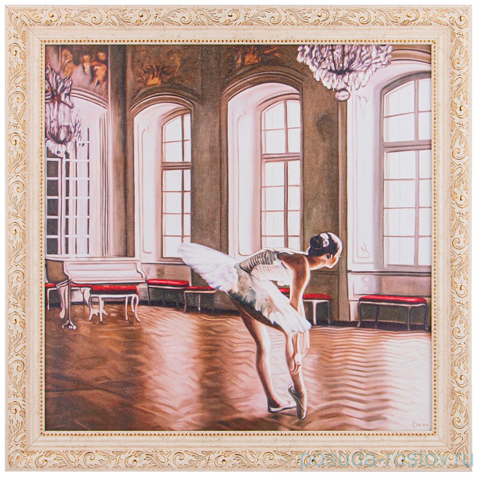 Картина 50 х 50 см "На репетиции" /рамка крем с золотом / 275186