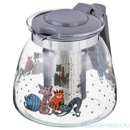 Заварочный чайник 900 мл с фильтром &quot;Коты&quot; / 200183