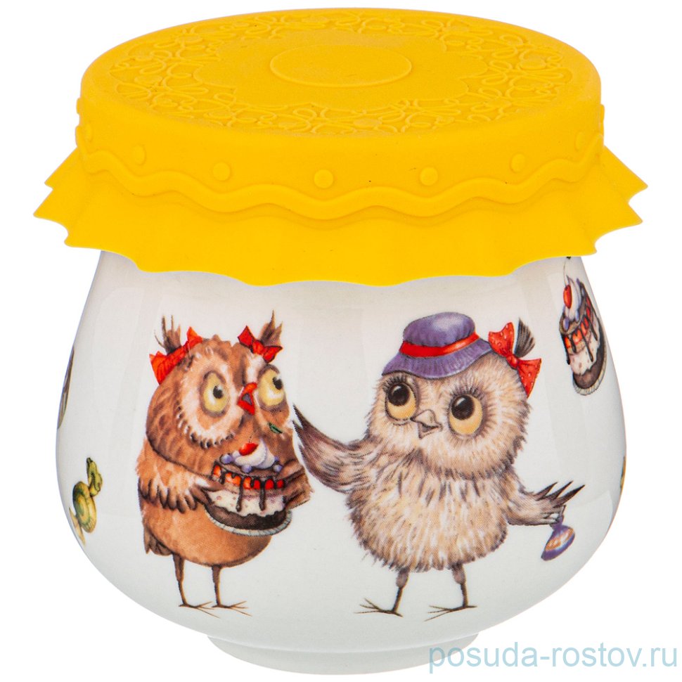 Банка для меда/варенья 180 мл с силиконовой крышкой "совушки" / 225641