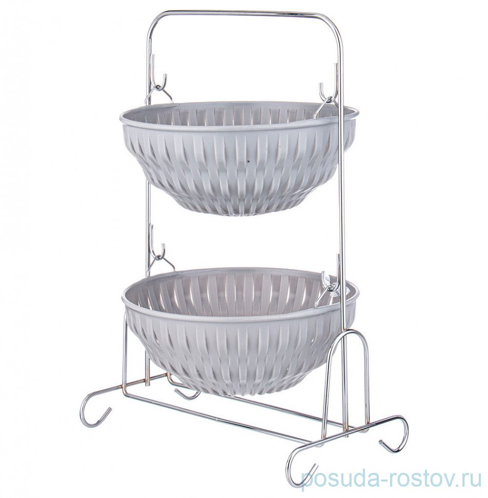 Корзина для овощей 2-х ярусная серая "Limon" / 329977