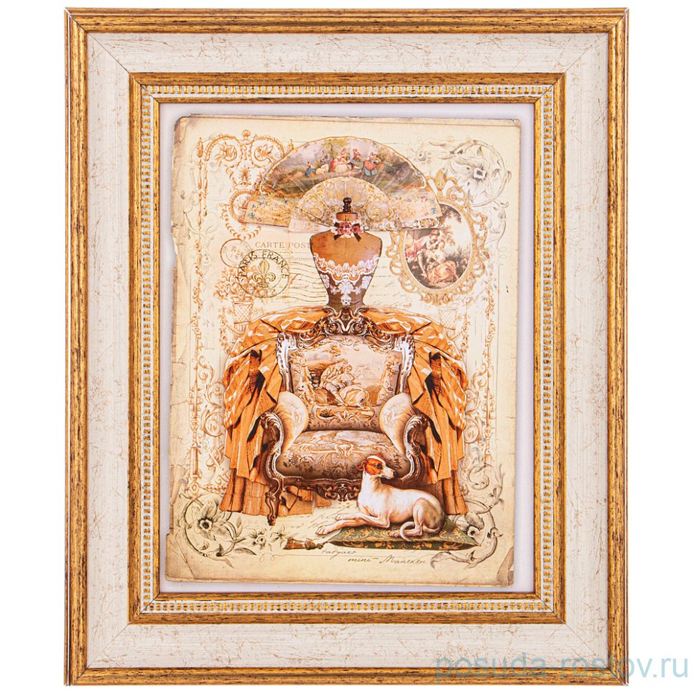 Картина 17 х 22 см "Кресло" /рамка крем с золотом / 270167