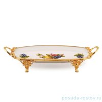 Блюдо 38,5 х 19,5 см прямоугольное н/н с ручками &quot;Фрукты&quot; / 347429