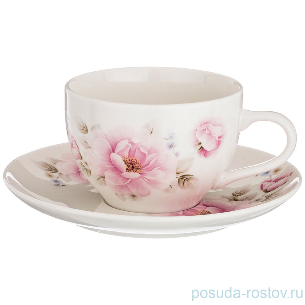 Чайная пара 250 мл 1 шт "Розовый пион" / 192269