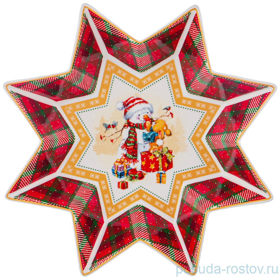 Блюдо 26 х 5 см звезда "снеговик" / 225173