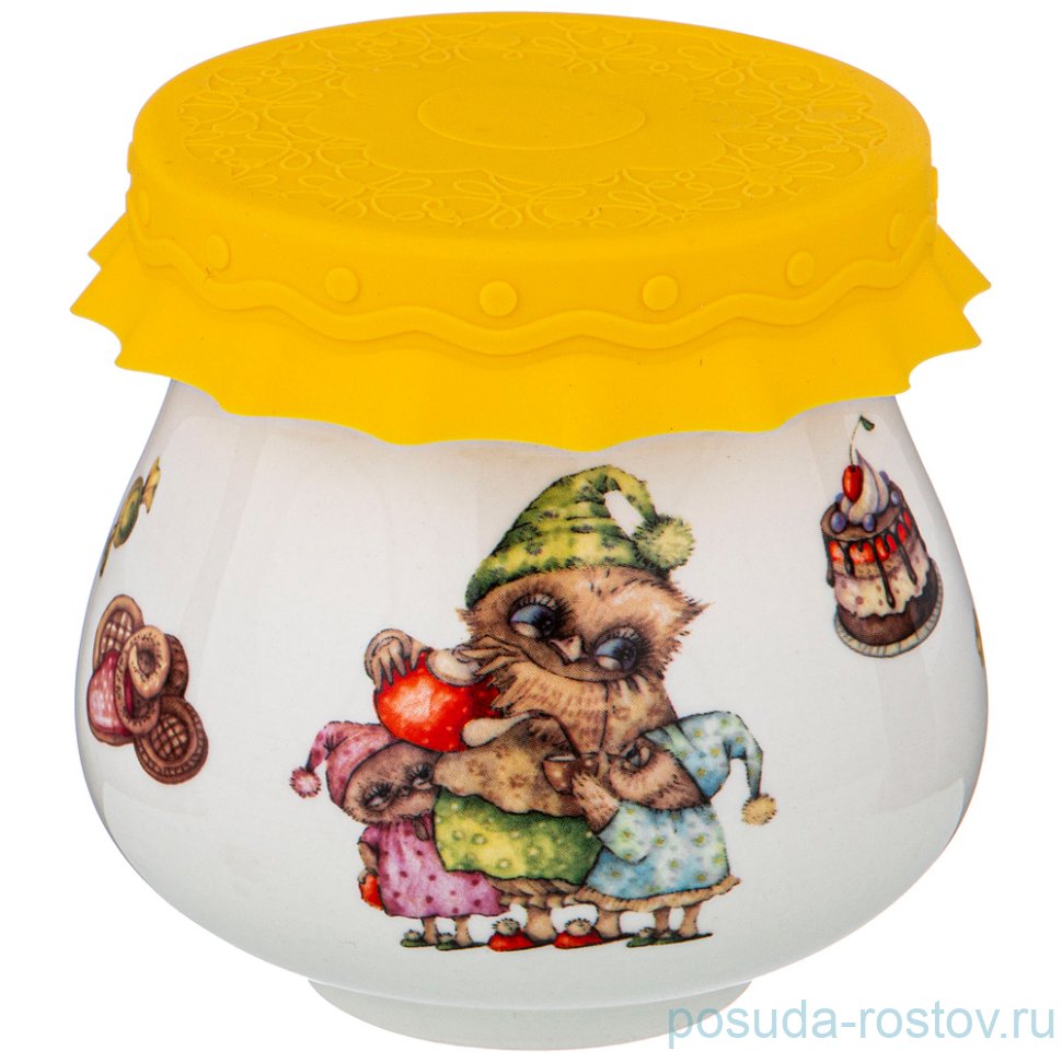 Банка для меда/варенья 300 мл с силиконовой крышкой "совушки" / 225642