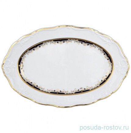 Блюдо 36 см овальное &quot;Мария-Луиза /Лилии на синем&quot; / 056395