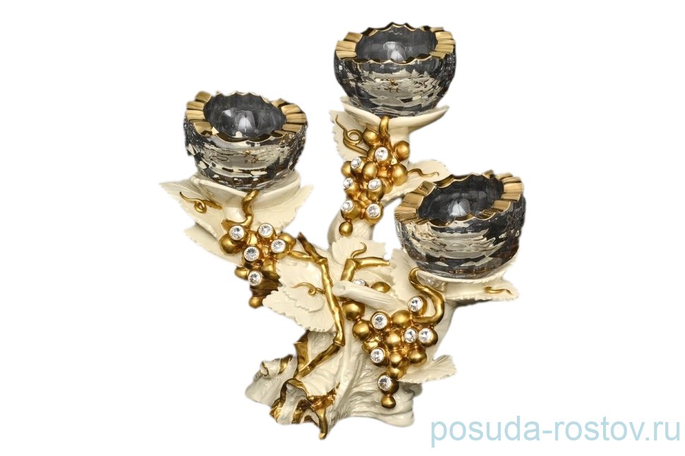 Подсвечник на 3 свечи "Сevic /Виноград с стразами" / 029423 Подсвечник на 3 свечи "Сevic /Виноград с стразами" / 029423