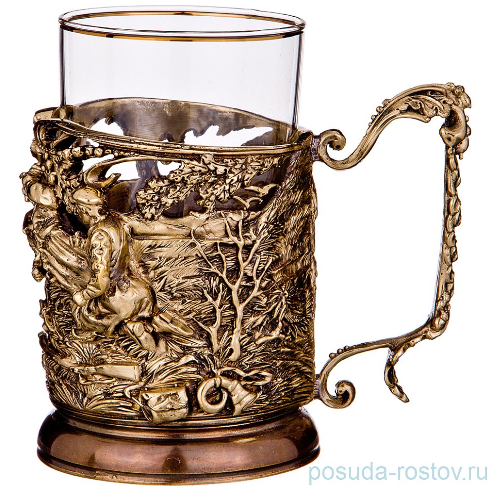 Стакан для чая 250 мл с подстаканником "Охотники на привале" / 268882 Стакан для чая 250 мл с подстаканником "Охотники на привале" / 268882