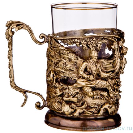 Стакан для чая 250 мл с подстаканником &quot;Охотники на привале&quot; / 268882