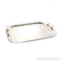 Поднос 49 х 38 см прямоугольный с ручками &quot;Аиша Голд&quot; нерж. сталь / 103721