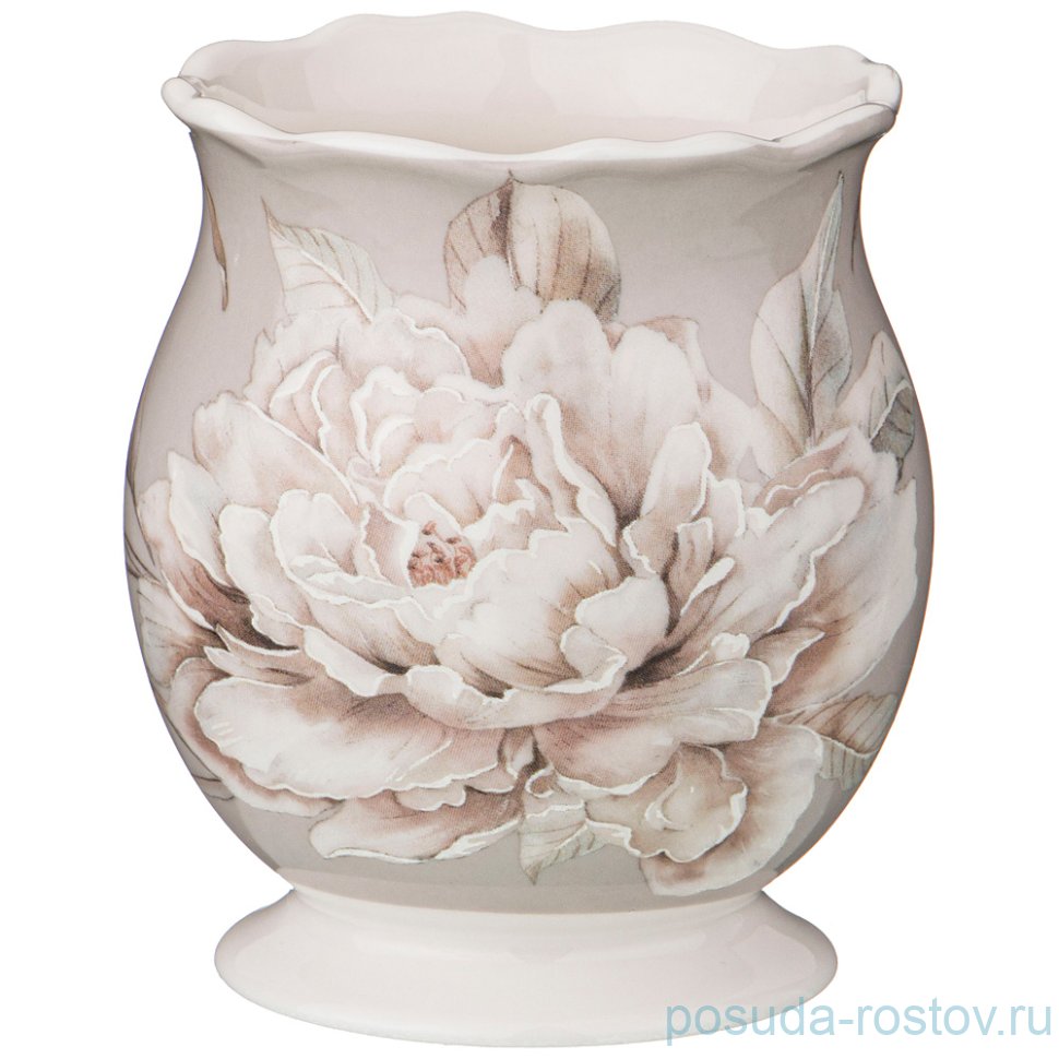 Подставка для чайных ложек 9 см серая "белый цветок" / 230695