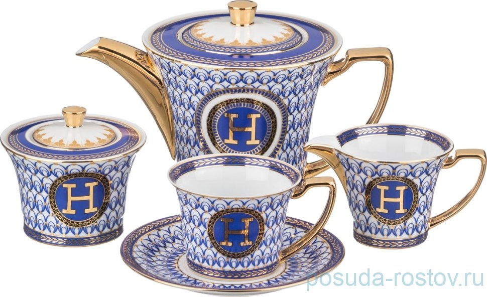 Чайный сервиз 6 персон 15 предметов "Версаче /H /Синий" / 187828 Чайный сервиз 6 персон 15 предметов "Версаче /H /Синий" / 187828