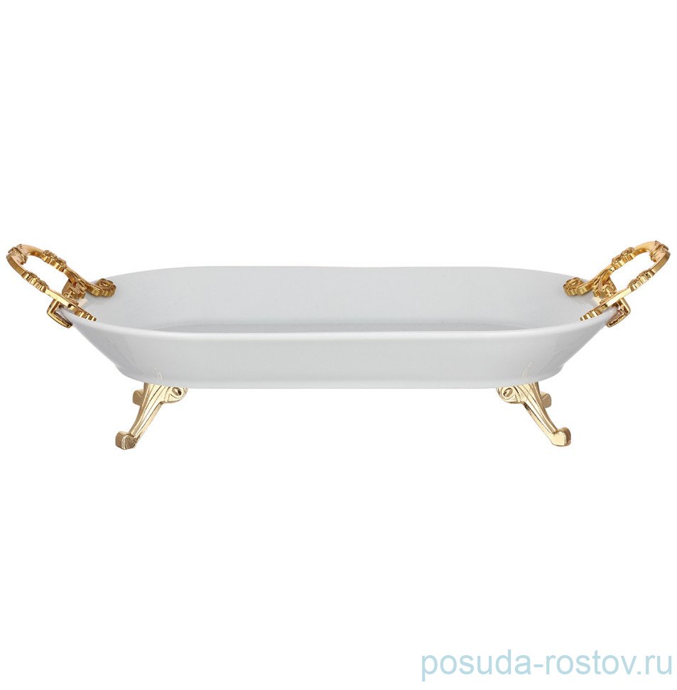 Блюдо овальное н/н с ручками среднее золотое Zec  / 336045