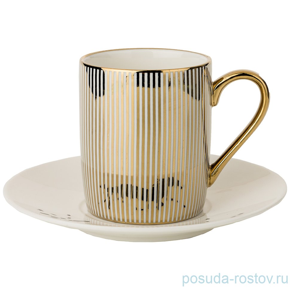 Чайная пара 220 мл 1 шт золотая "HORSE" / 229555