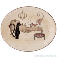 Блюдо 31,5 х 25,5 х 3 см овальное &quot;Парижские коты&quot; / 244653