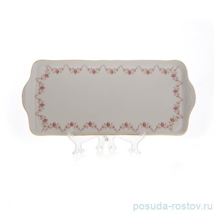 Поднос 36 см прямоугольный &quot;Мэри Энн /Розовый цветок&quot; / 100555