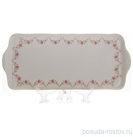 Поднос 36 см прямоугольный &quot;Мэри Энн /Розовый цветок&quot; / 100555