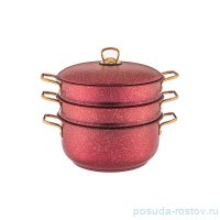 Кастрюля-мантоварка 3-х уровневая 24 см &quot;Agness /Red queen&quot; / 230707
