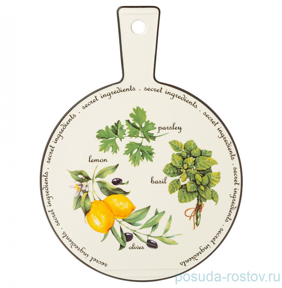 Доска сервировочная 35 х 26 см с ручкой "секретные ингредиенты" / 268377