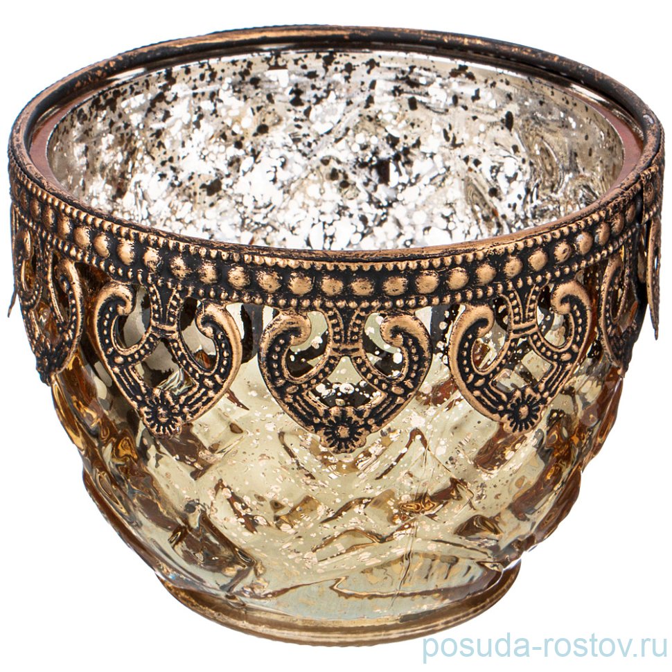 Подсвечник 10 х 7,5 см с металлическими элементами золотой / 209361 Подсвечник 10 х 7,5 см с металлическими элементами золотой / 209361