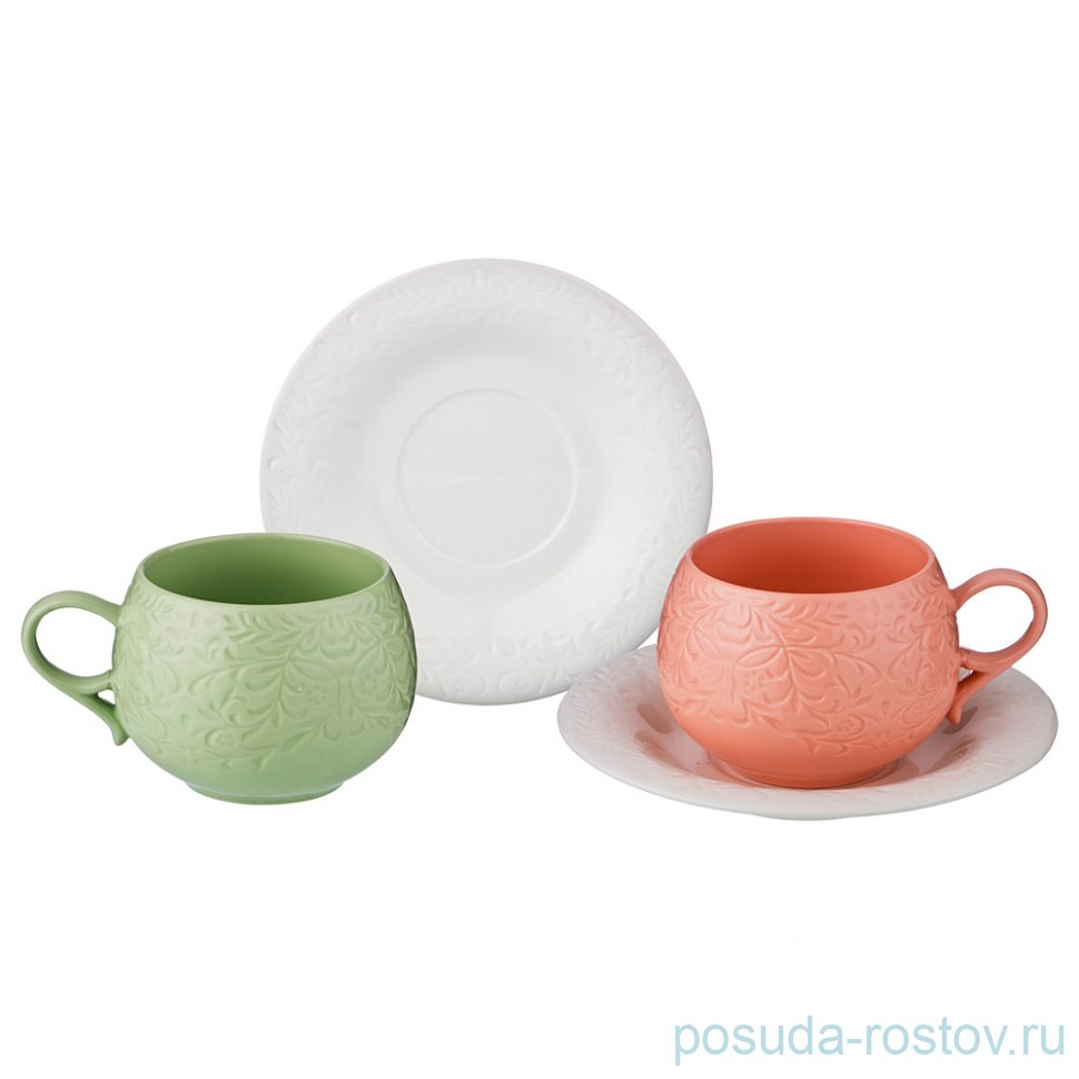 Набор чайных пар 200 мл 2 шт "Безе /Яблочный" / 190672