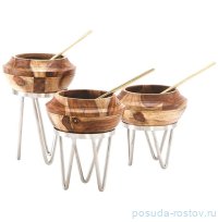 Стойка металлическая для выкладки + салатник из бука,22*22*27 см,  P.L.--Hotelware / 367946