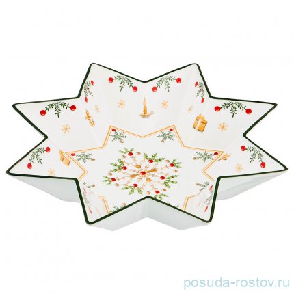 Салатник 32 см Звезда &quot;Christmas Collection /Снежинка зелёная&quot; / 192431