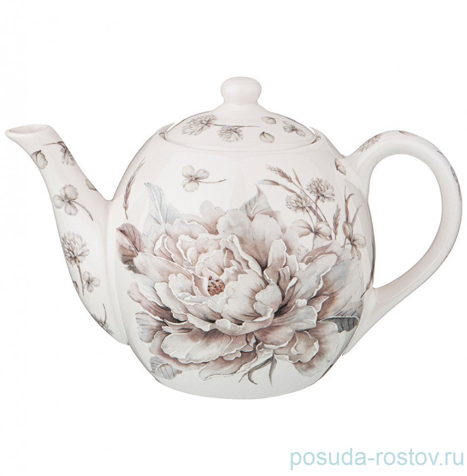 Заварочный чайник 1 л серый "Белый цветок" / 230687 Заварочный чайник 1 л серый "Белый цветок" / 230687