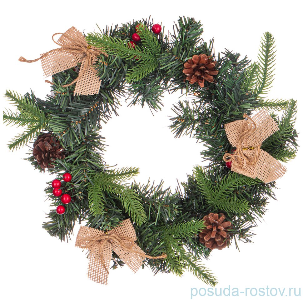 Декоративное изделие 30 см "венок с красными ягодами" / 224667