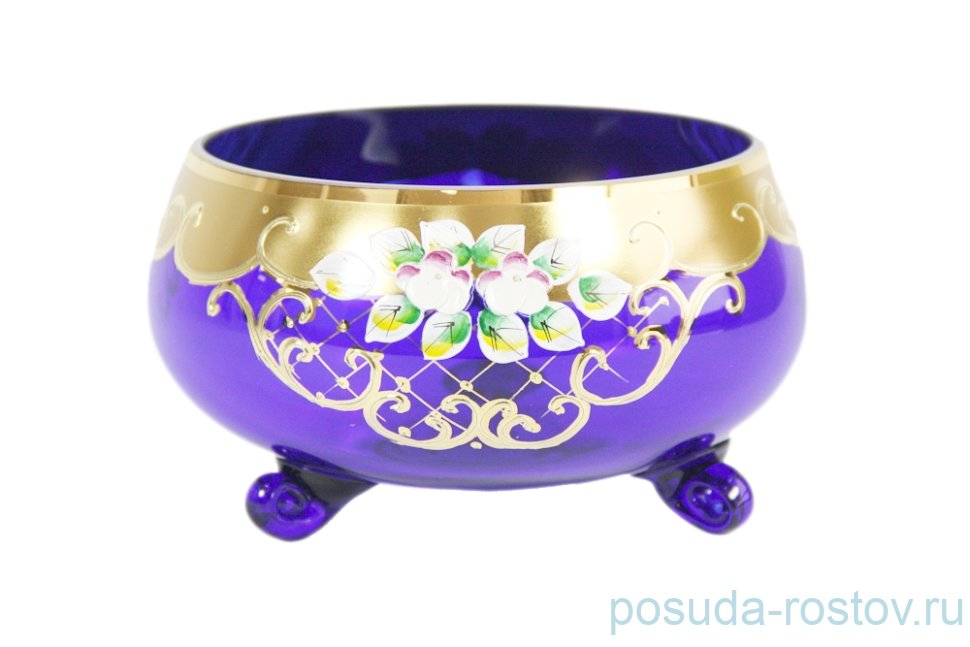 Конфетница 15 см на 3-х ножках "Лепка синяя" / 069769