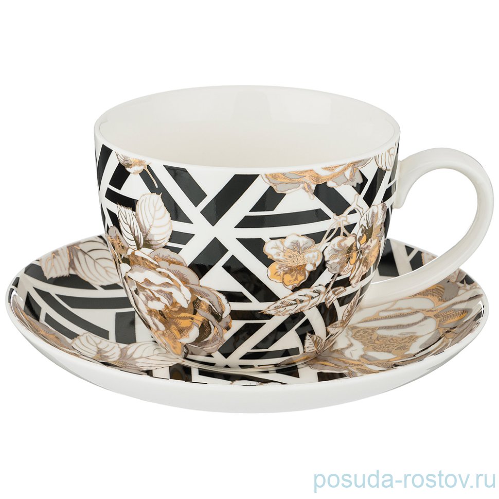 Чайная пара 450 мл 1 шт "golden rose /геометрия" / 208445
