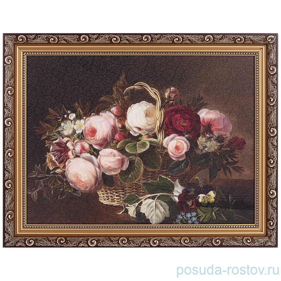 Картина 30 х 40 см "цветы" /рамка евро тёмная / 260001