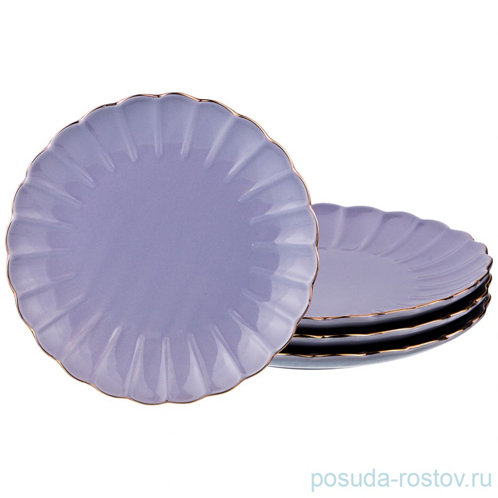 Набор тарелок 21 см 4 шт "Фиолет /Золото" / 187003