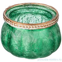 Подсвечник 9 х 5,5 см с металлическим декором зелёный перламутр / 209347